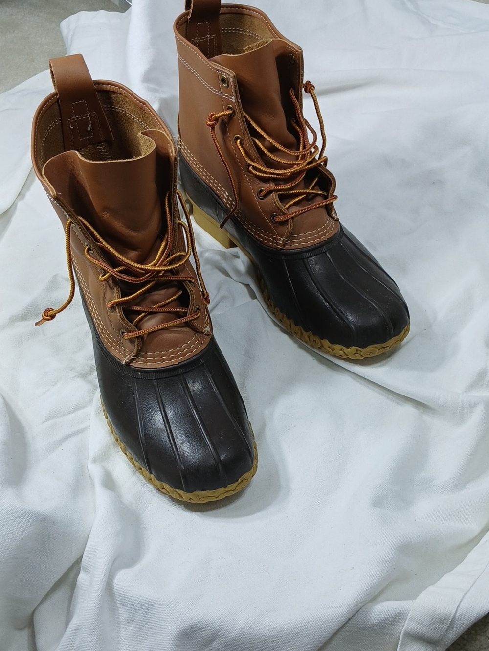 L.L. Bean Brown Leather and Brown Rubber Duck Boots